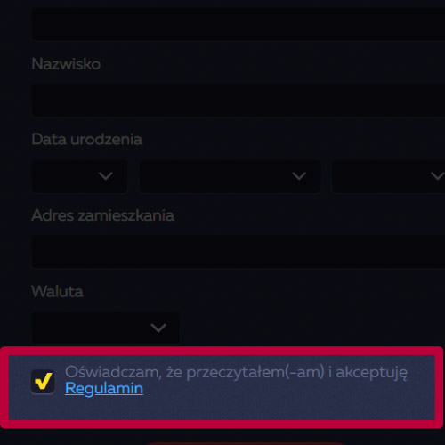 Zaakceptuj regulamin na stronie internetowej Vavada
